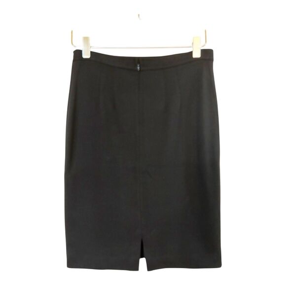 St John Caviar Pencil Skirt Black Wool Blend Sz 4 Unlined Back Zip - Picture 3 of 5